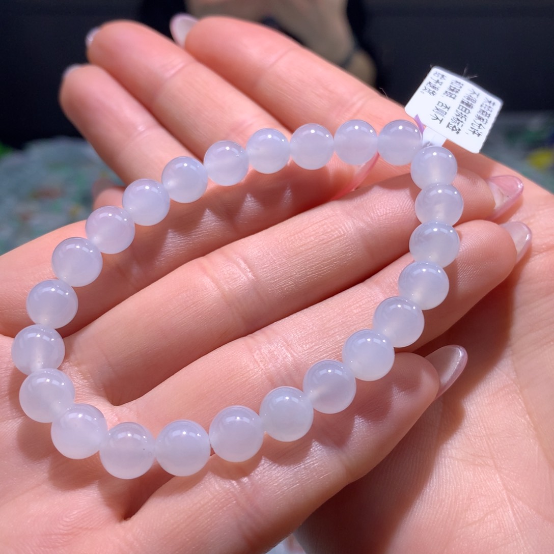 翡翠手链未镶嵌冰胶白月光手链卡8m m