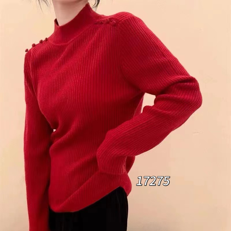 17275 WANGDAN（部无水洗唛介意慎拍)圆领肩膀四粒扣针织衫