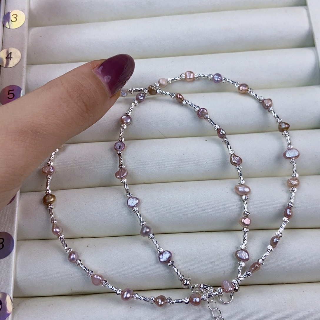 颈饰银S925镶嵌淡水珍珠