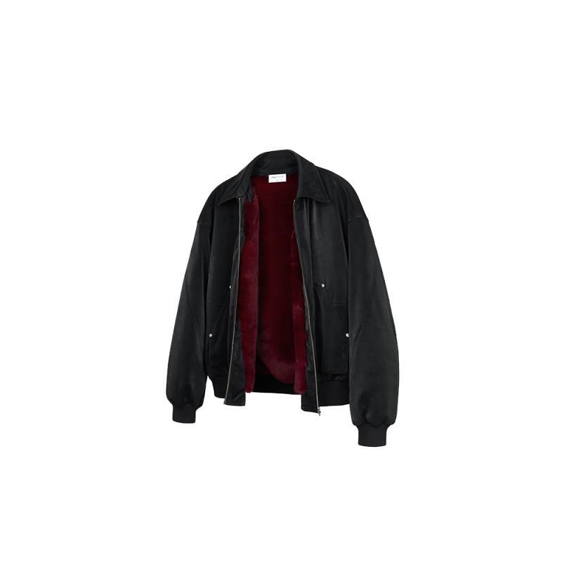 2248 一件过冬重磅仿水貂毛大理石座山雕棉服男皮夹克