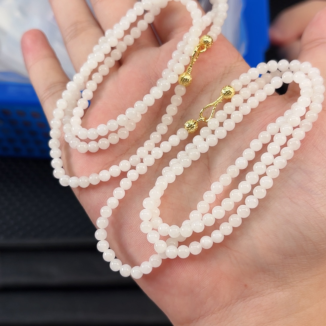 和田玉未镶嵌颈饰白玉卡4万能链 发其一