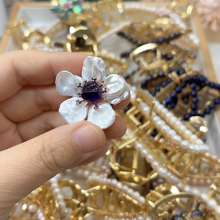 淡水珍珠发饰银S925镶嵌༻***༺