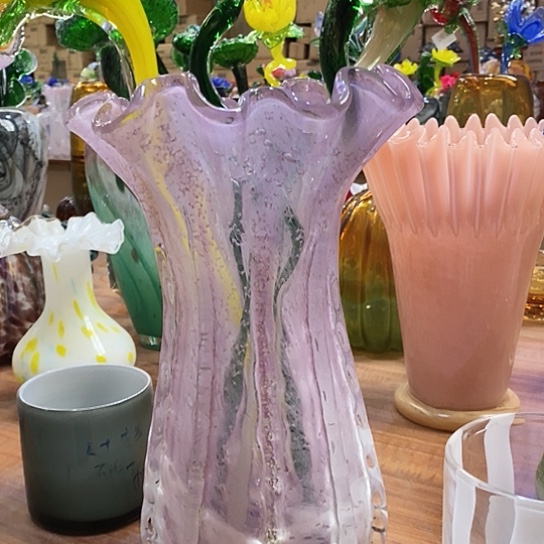 琉璃高度32厘米口径18厘米夜光琉璃白菜花瓶