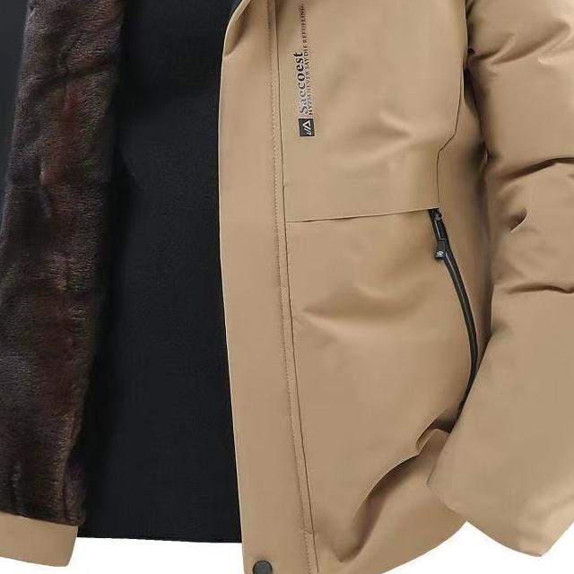 保暖印花棉衣男士中长款三防棉服加绒风衣棉服秋冬 YB104