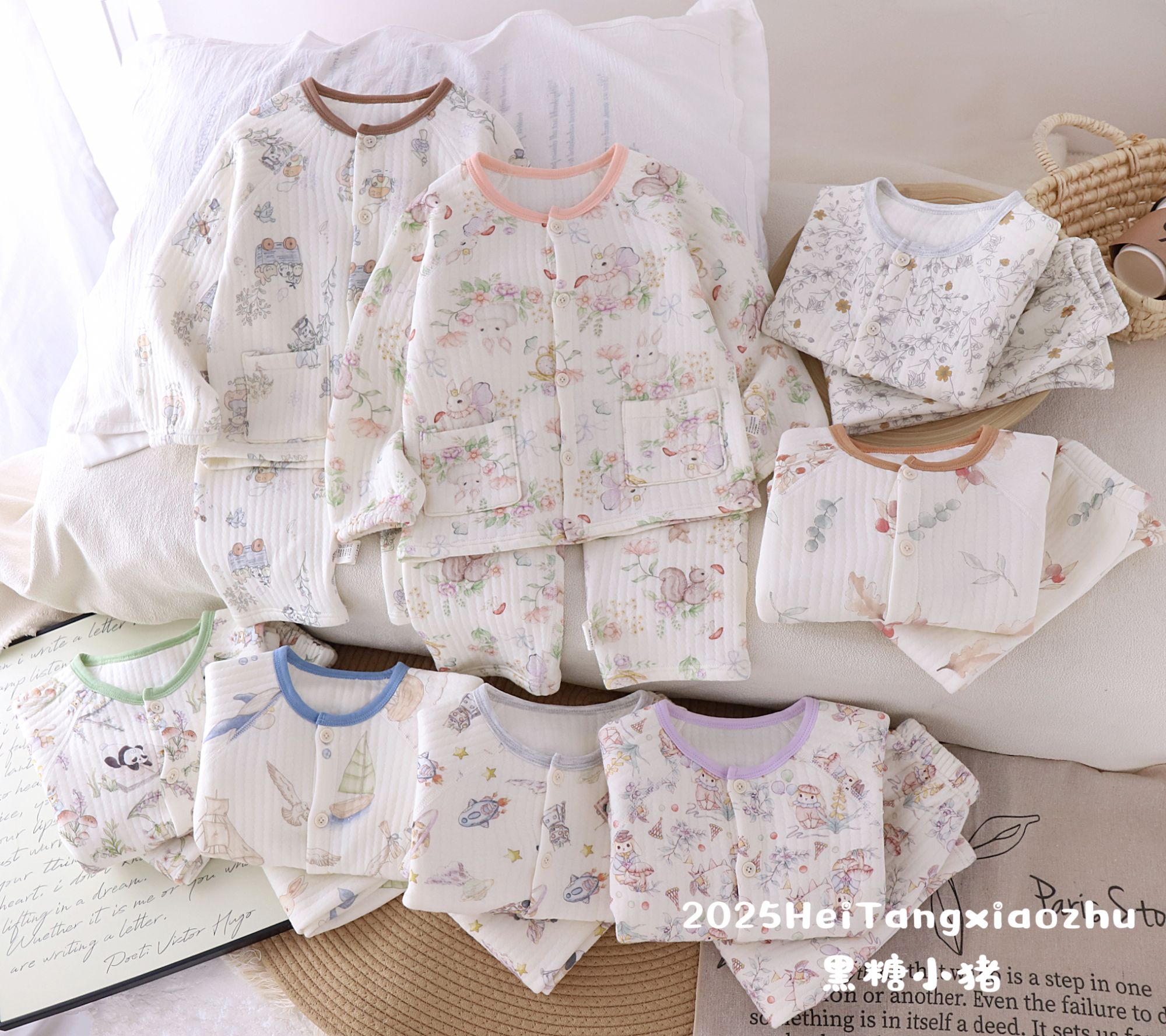 黑糖小朱卡通印花对开家居套儿童套装25611