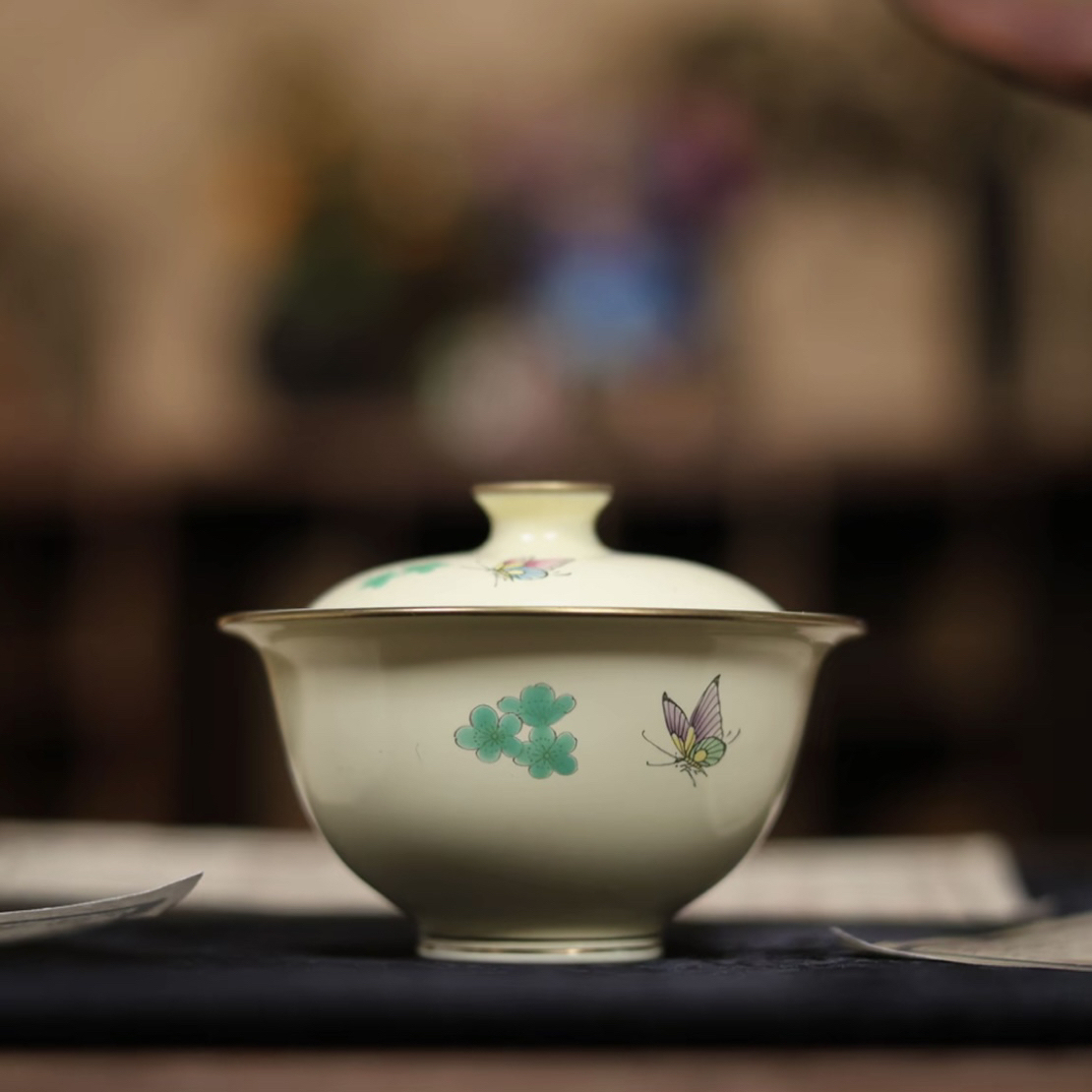 华隐堂松花黄冰梅盖碗【约100ml】