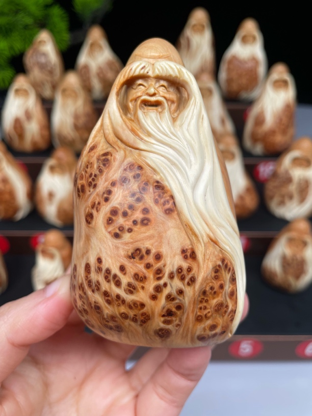 太行崖柏纯手工雕刻手把件摆件生日礼物寿仙寿星公5.5*9cm