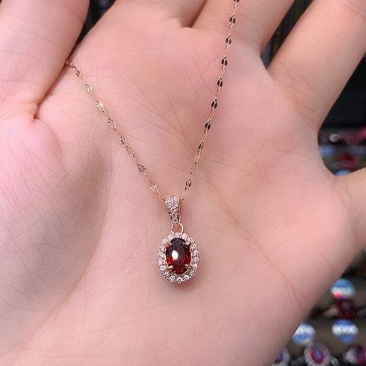 石榴石颈饰银S925镶嵌1