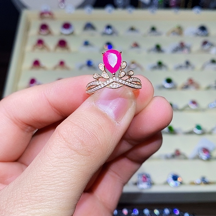 红宝石戒指银S925镶嵌1111