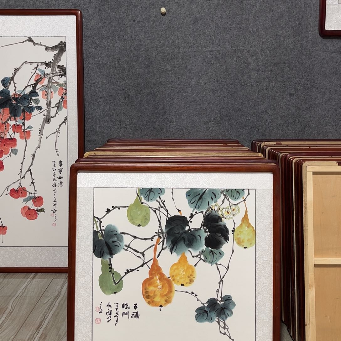 国画书画作品带框63×63