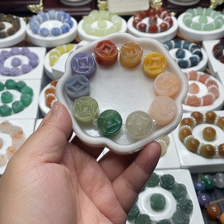 石英质玉（非洲翠）合金手串