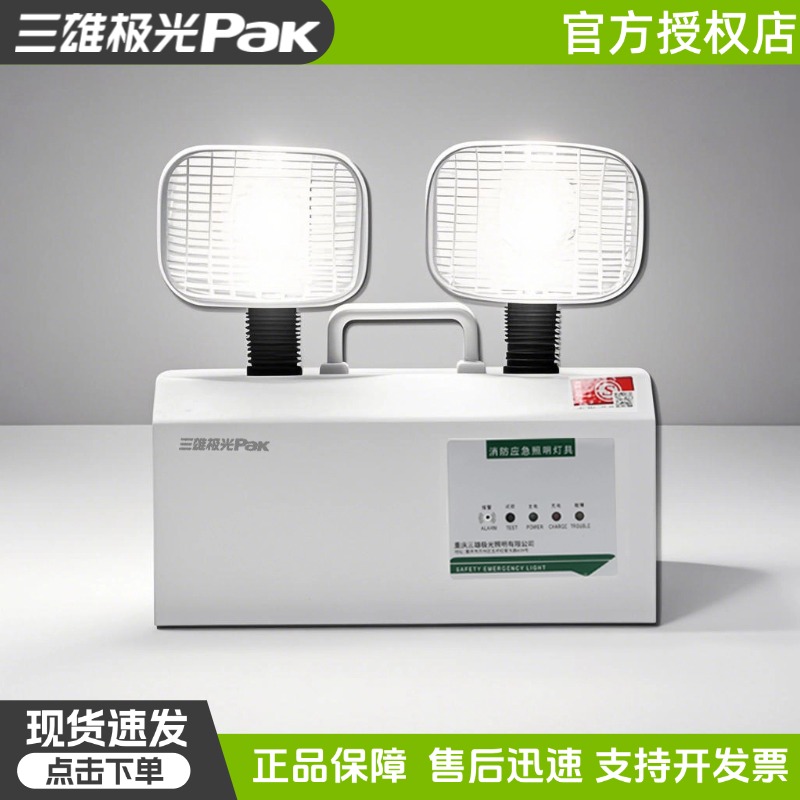 三雄极光应急灯照明灯壁挂式双头应急带蓄电池家用工程停电照明灯