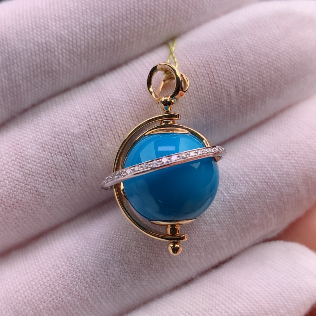 18K金镶嵌绿松石珠宝奇石