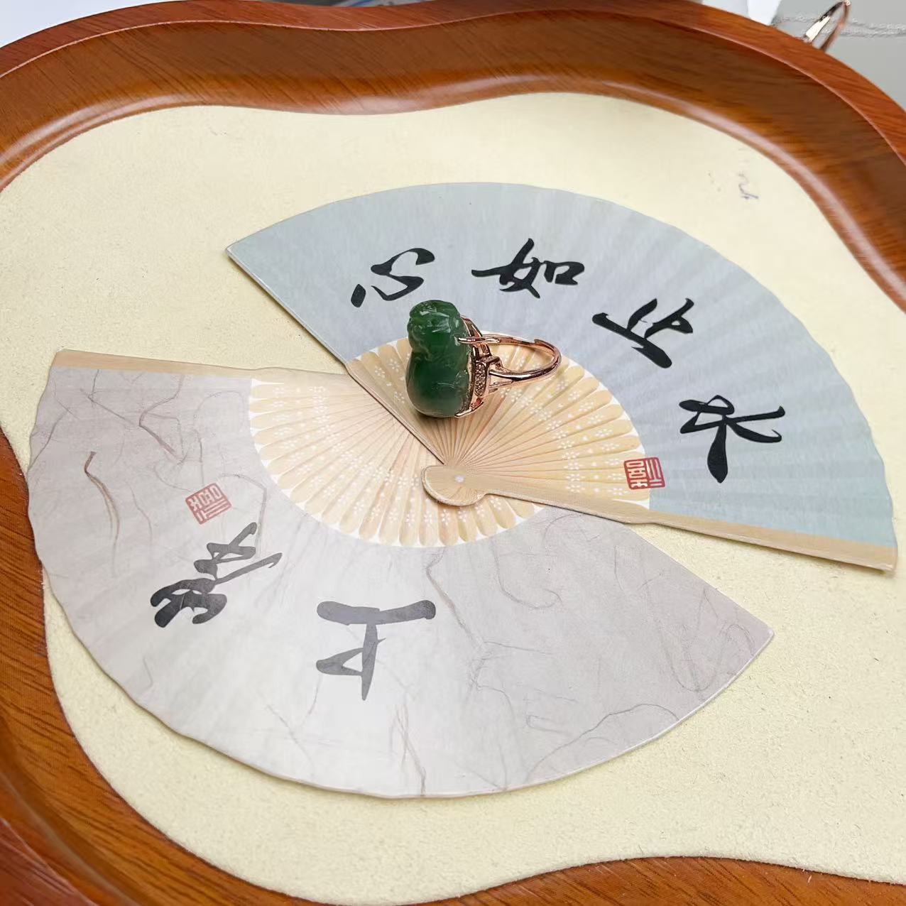 AA和田玉碧玉貔貅戒指  多样性发货拍一单发一个