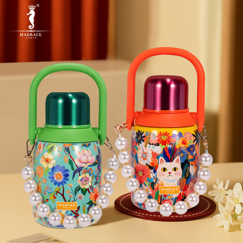 法国MAGRACE小野菊的猫步时光保温杯2款出行时尚随行杯便携水杯
