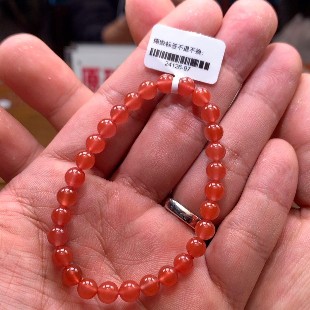 南红玛瑙单圈未镶嵌6mm➕冰红
