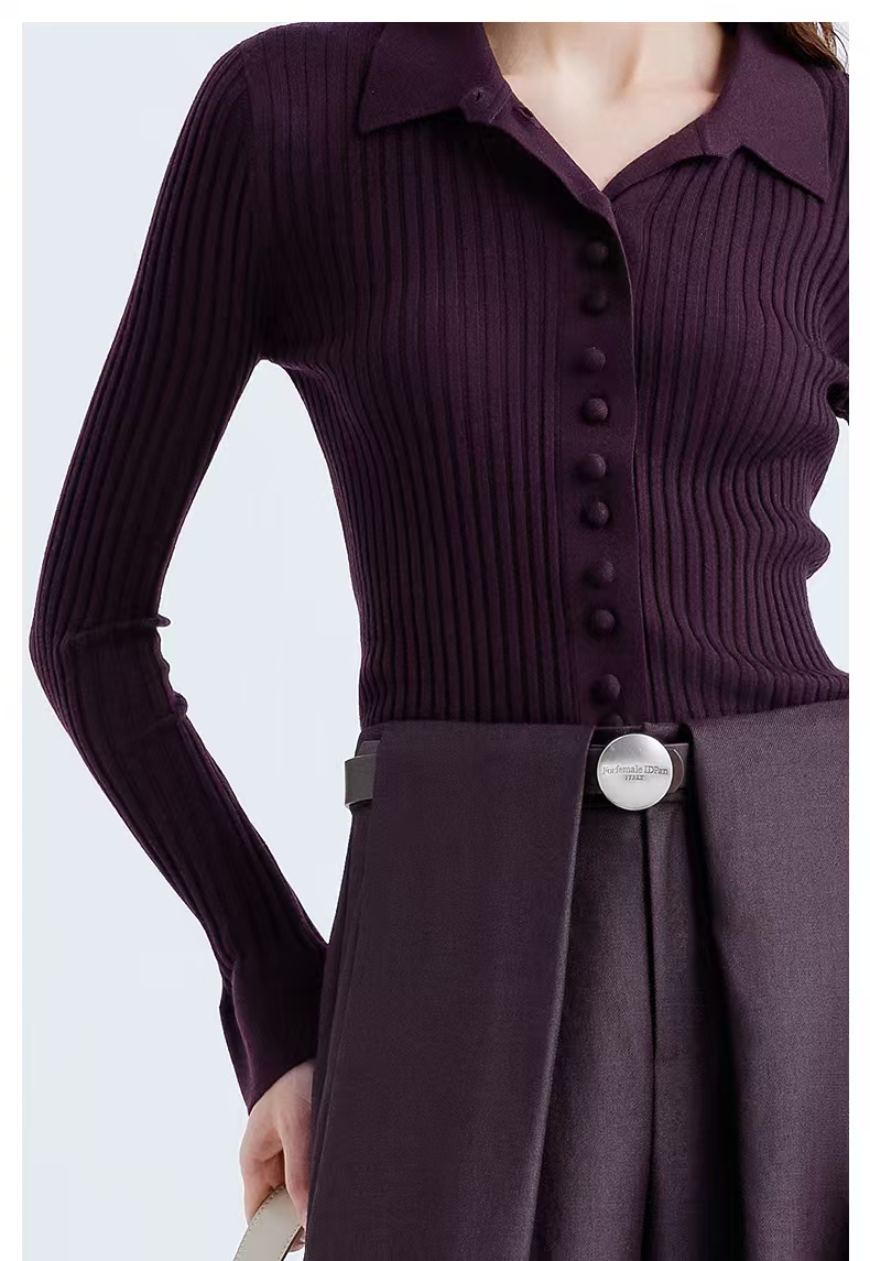 意大利设计师品开襟针织衫2F3M35045显瘦