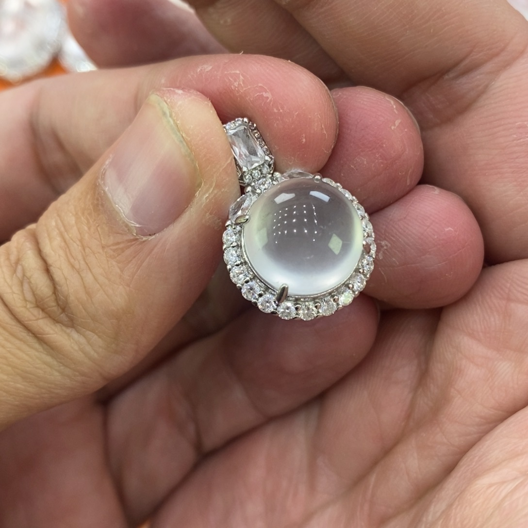 石英质玉蛋银S925镶嵌