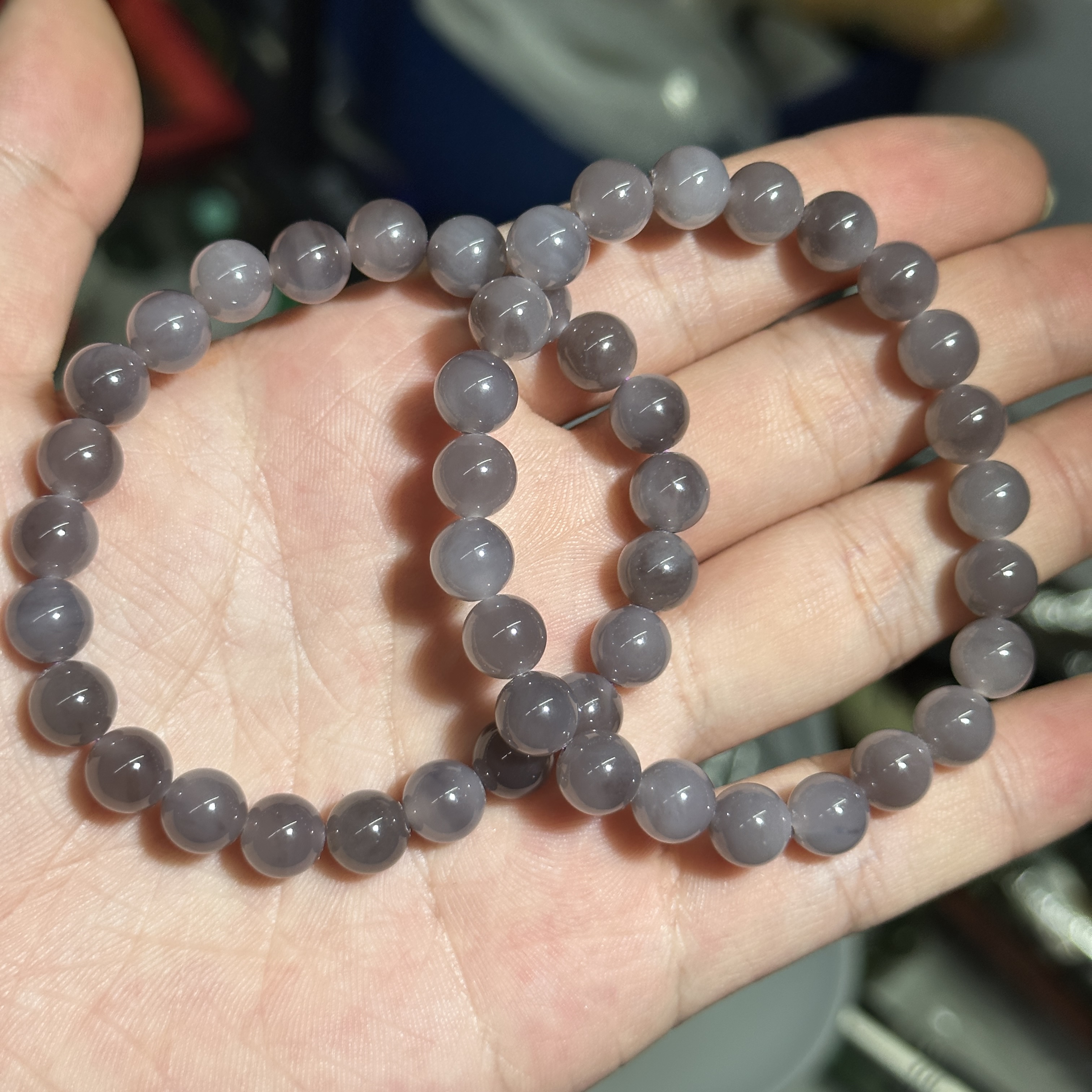 【M94】和田玉烟紫手串款1多样性发其一