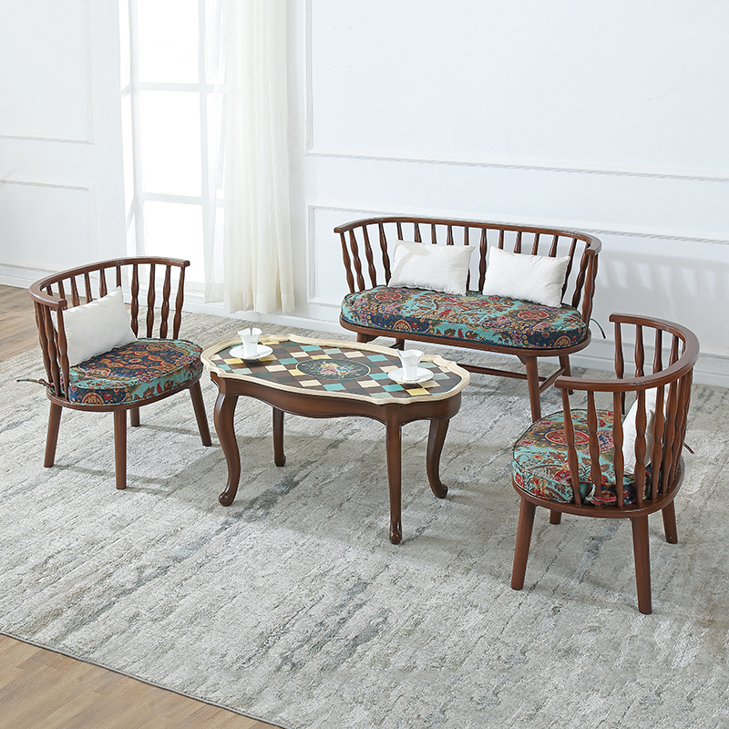 单双人位沙发椅椭圆茶几美式客厅家具休闲椅围椅子4218