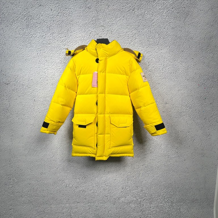 未使用 GUCCI/古驰 黄色Logo刺绣连帽含羽绒外套