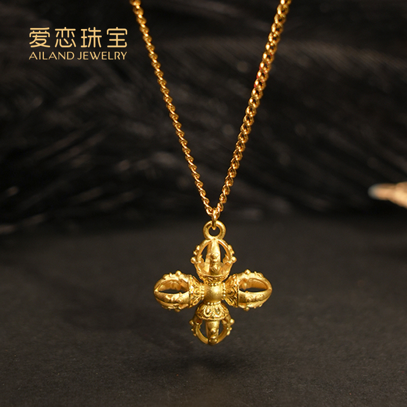 足金十字金刚杵黄金套链【主图有克重】      7.3g