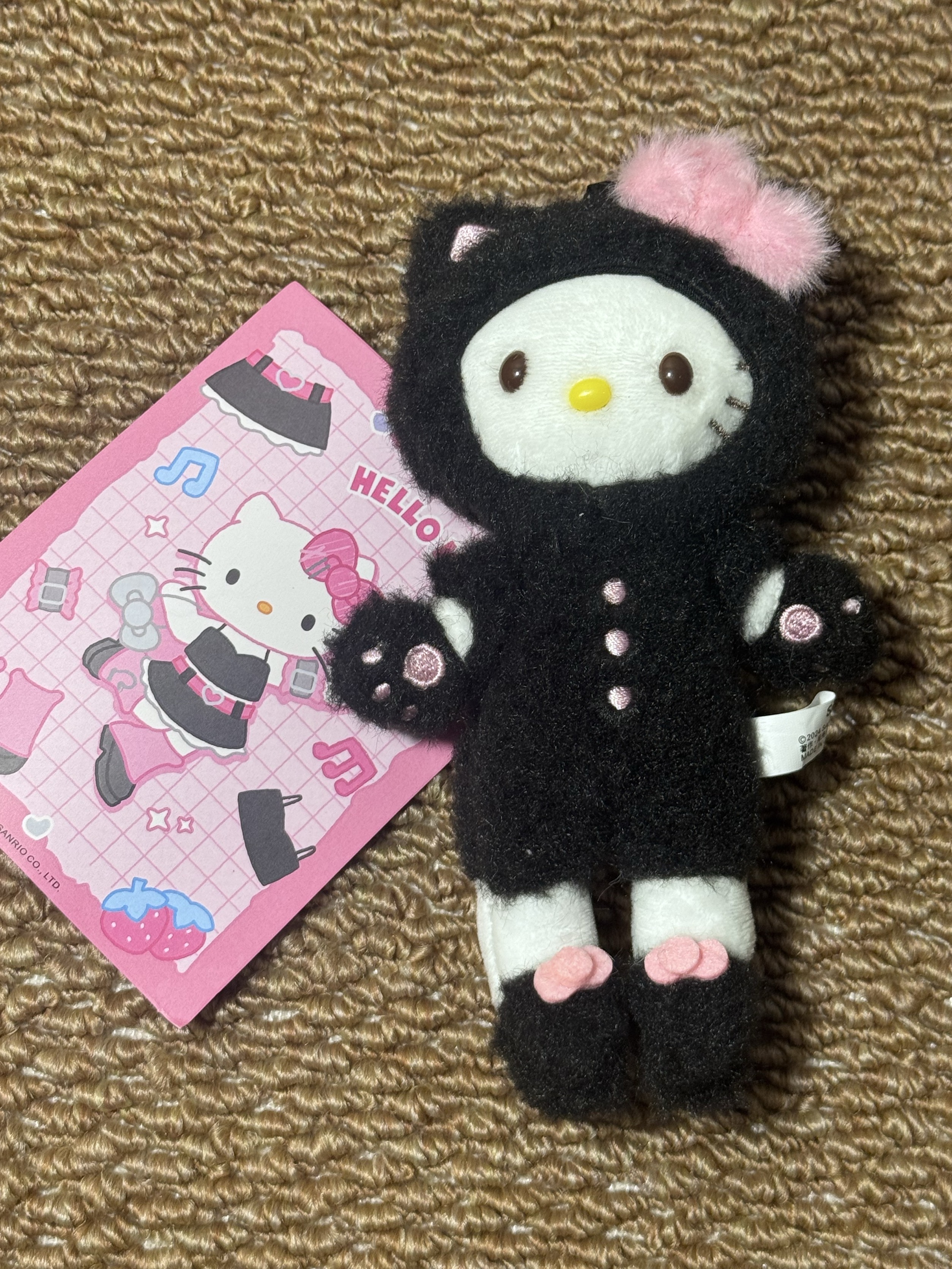 卡通新款长腿睡觉kitty毛绒包包黑色KITTY玩偶挂件玩偶公仔娃娃