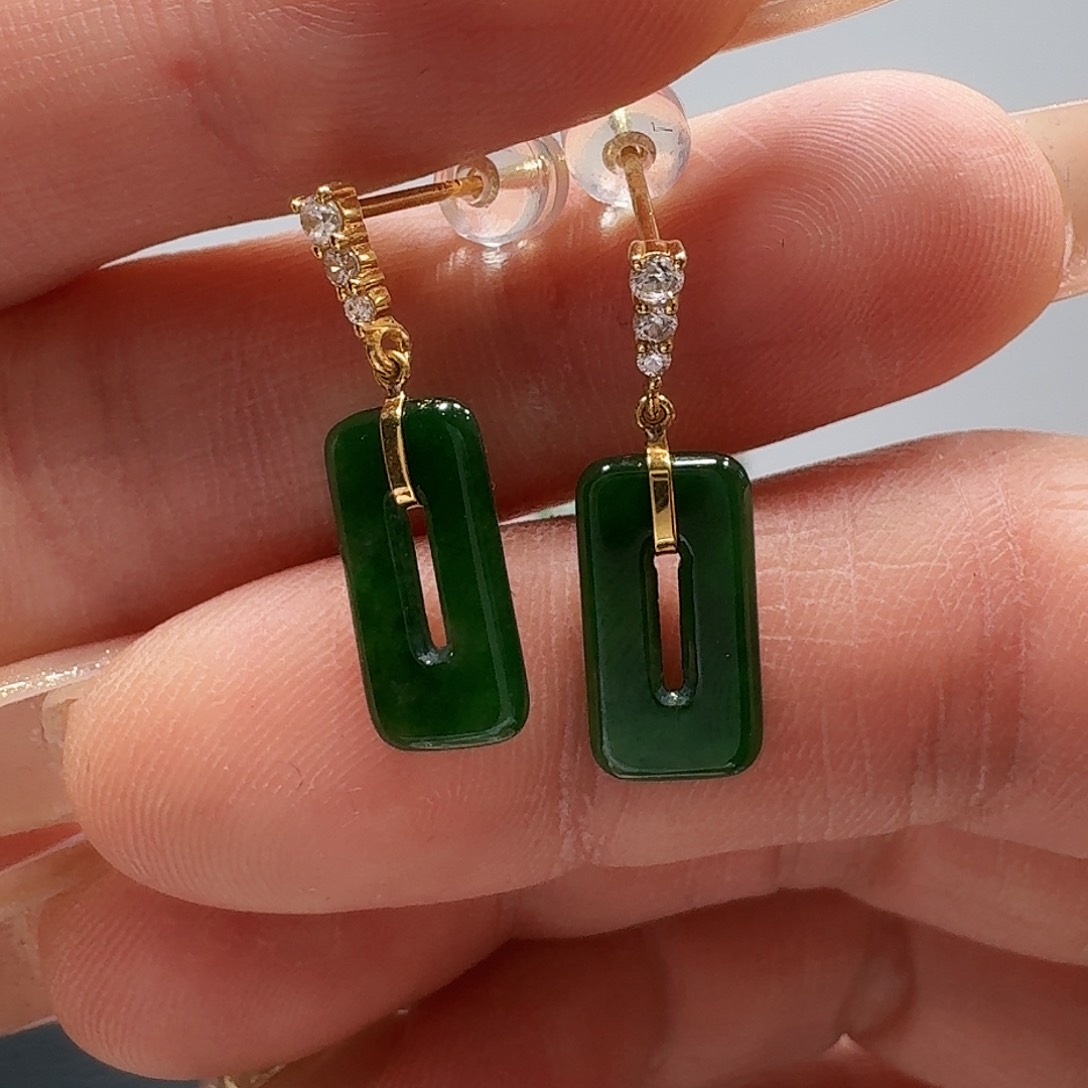 翡翠耳饰18K金镶嵌耳饰