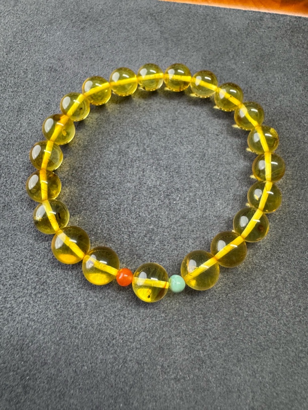 虫珀卡9mm 配饰南红、绿松石（多样性发其一）