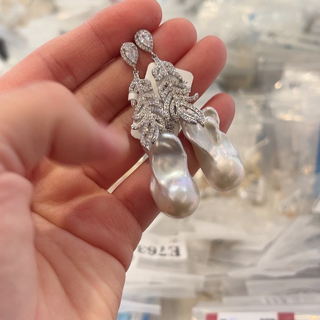 淡水珍珠耳饰合金