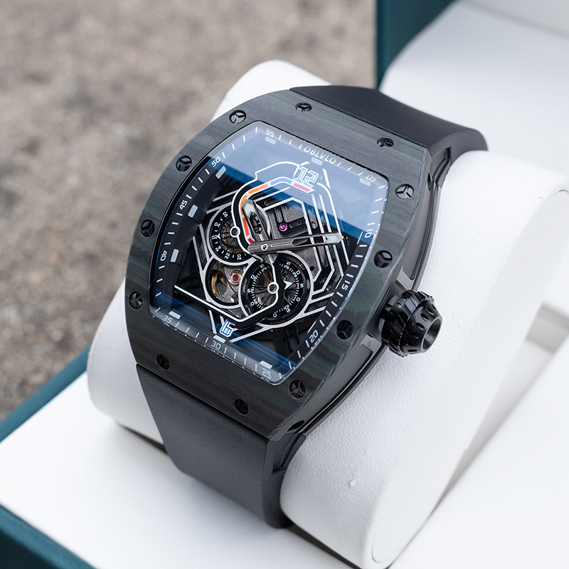 OBLVLO/欧宝罗新款全自动机械表男士酒桶形手表赛道限量版夜光款