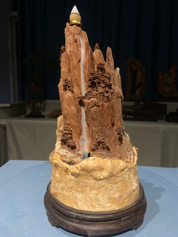 雕刻山水手工木雕家居香炉摆件