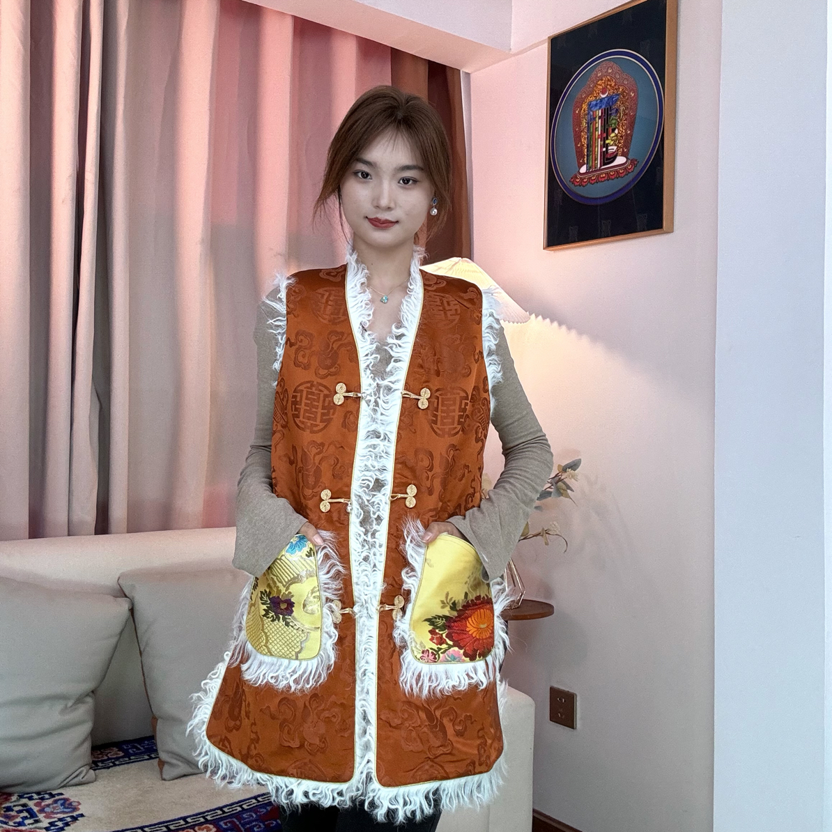 【藏吉家】～马甲5色摹本冬季加厚保暖藏式外套女民族风藏装外套女