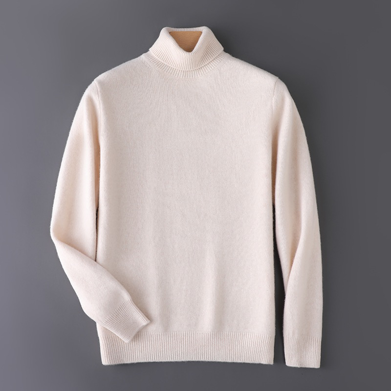 100%羊绒【保价双12】七针加厚高翻领山羊绒套头宽松针织衫纯色打底