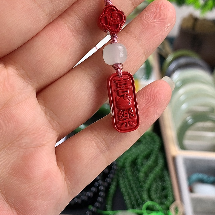 天然辰砂高含量朱砂手机链