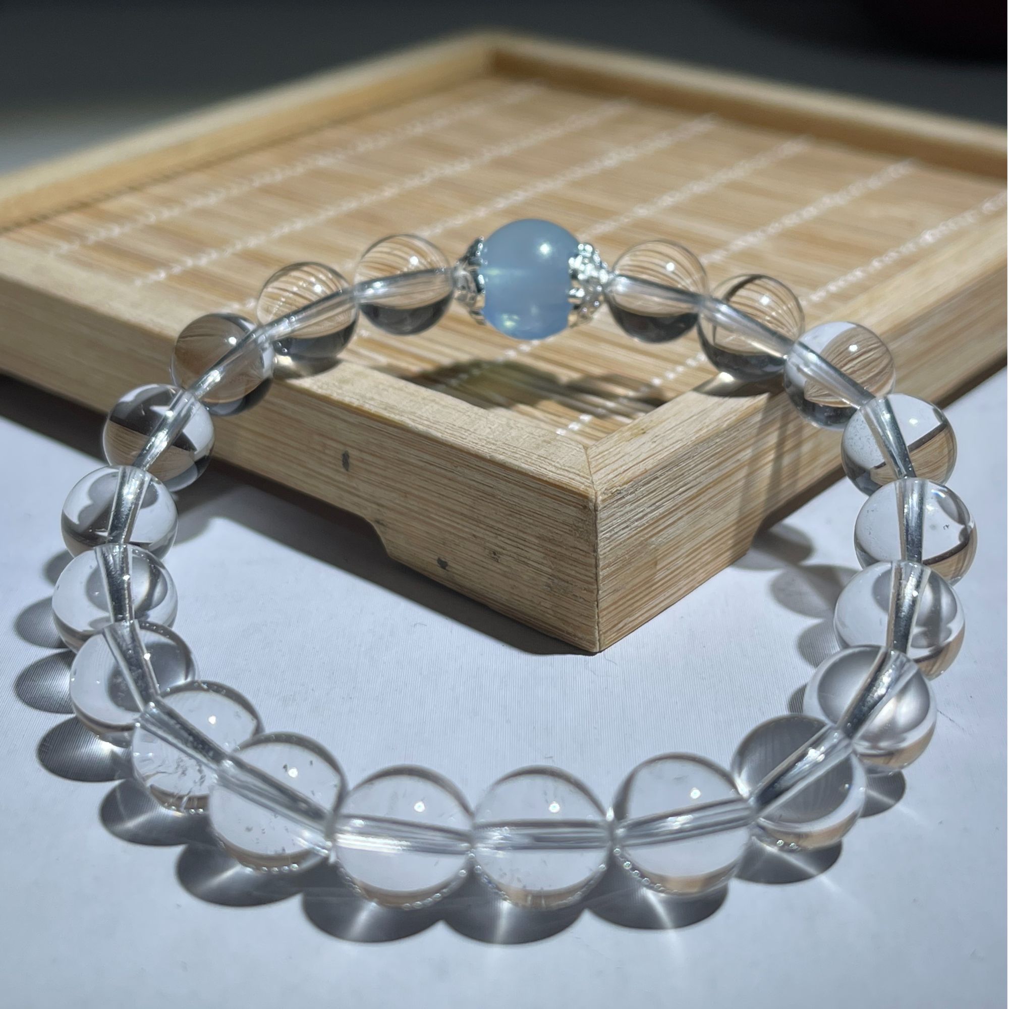 【YS369 明星同款 LUCY】白水晶+海蓝宝 9mm