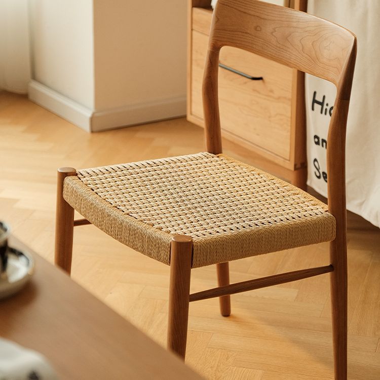 樱桃木非晚椅复古实木餐椅家用中古椅家具北欧藤编椅中古风原木风