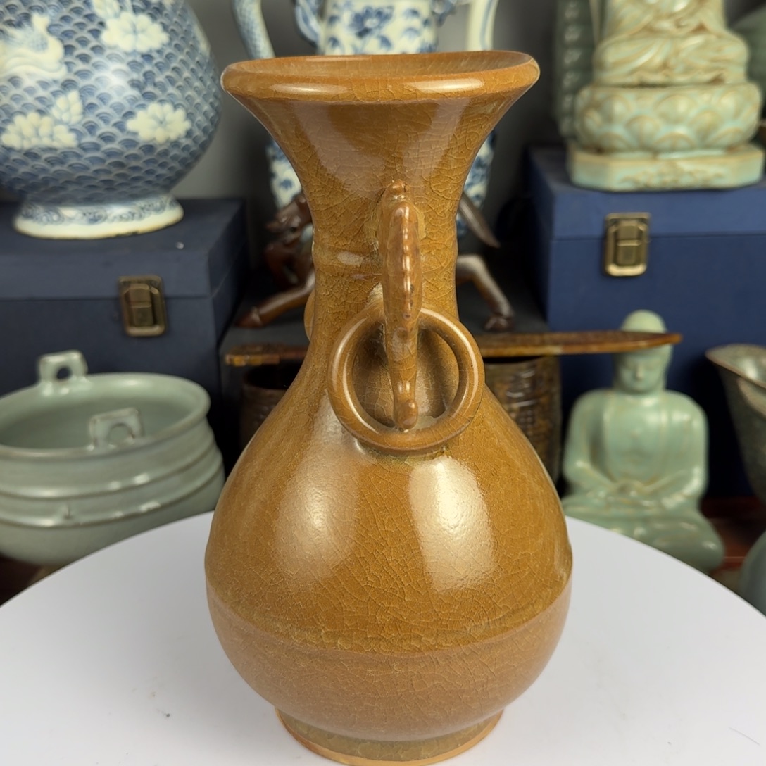 摆件黄龙泉双耳瓶精品