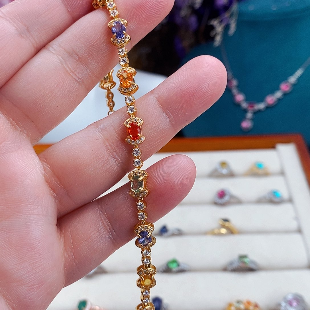 蓝宝石手链银S925镶嵌