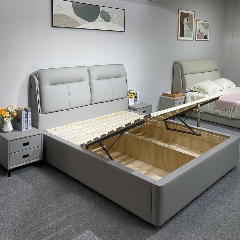 6606新款高箱床头靠背可调节皮床简约主卧婚床现代轻奢双人床