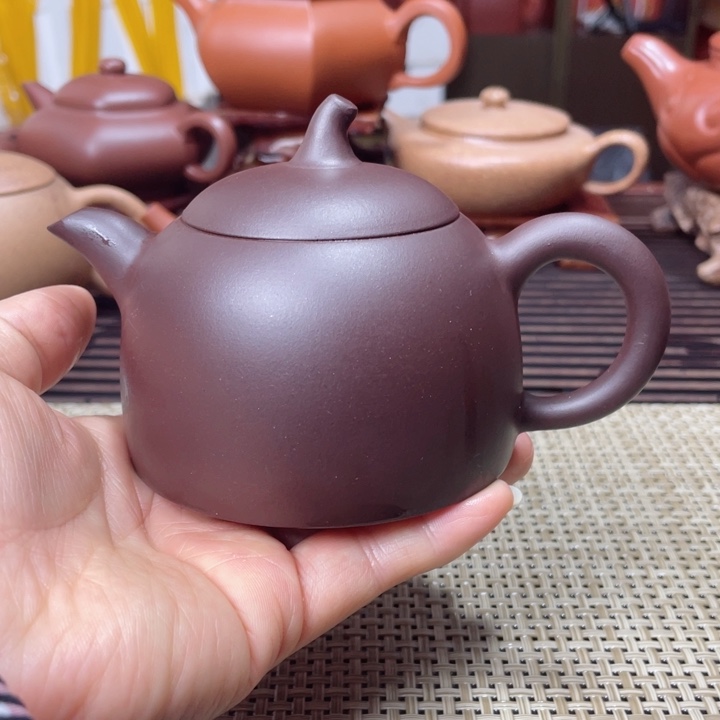 紫砂茶壶老紫泥茄瓜壶