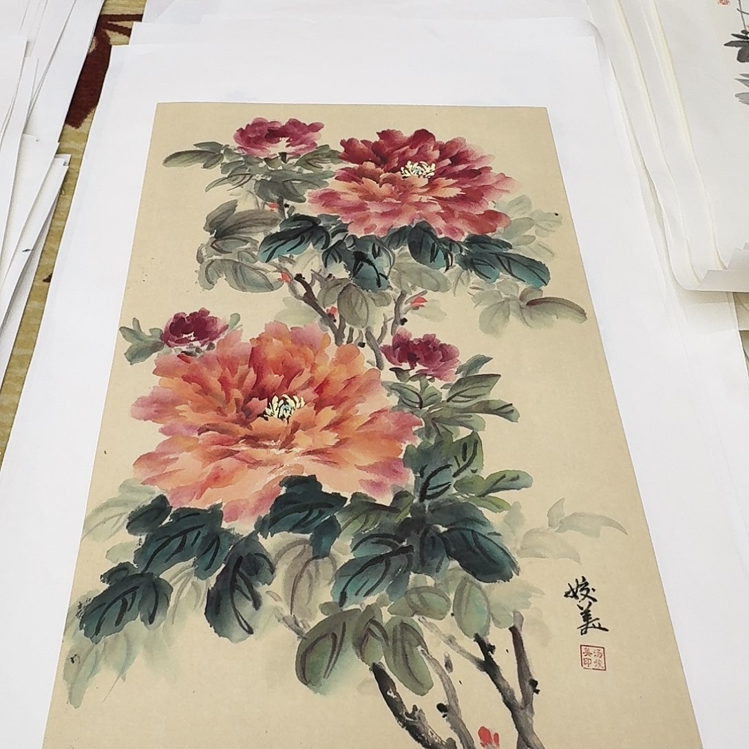 国画80.50手绘作品牡丹