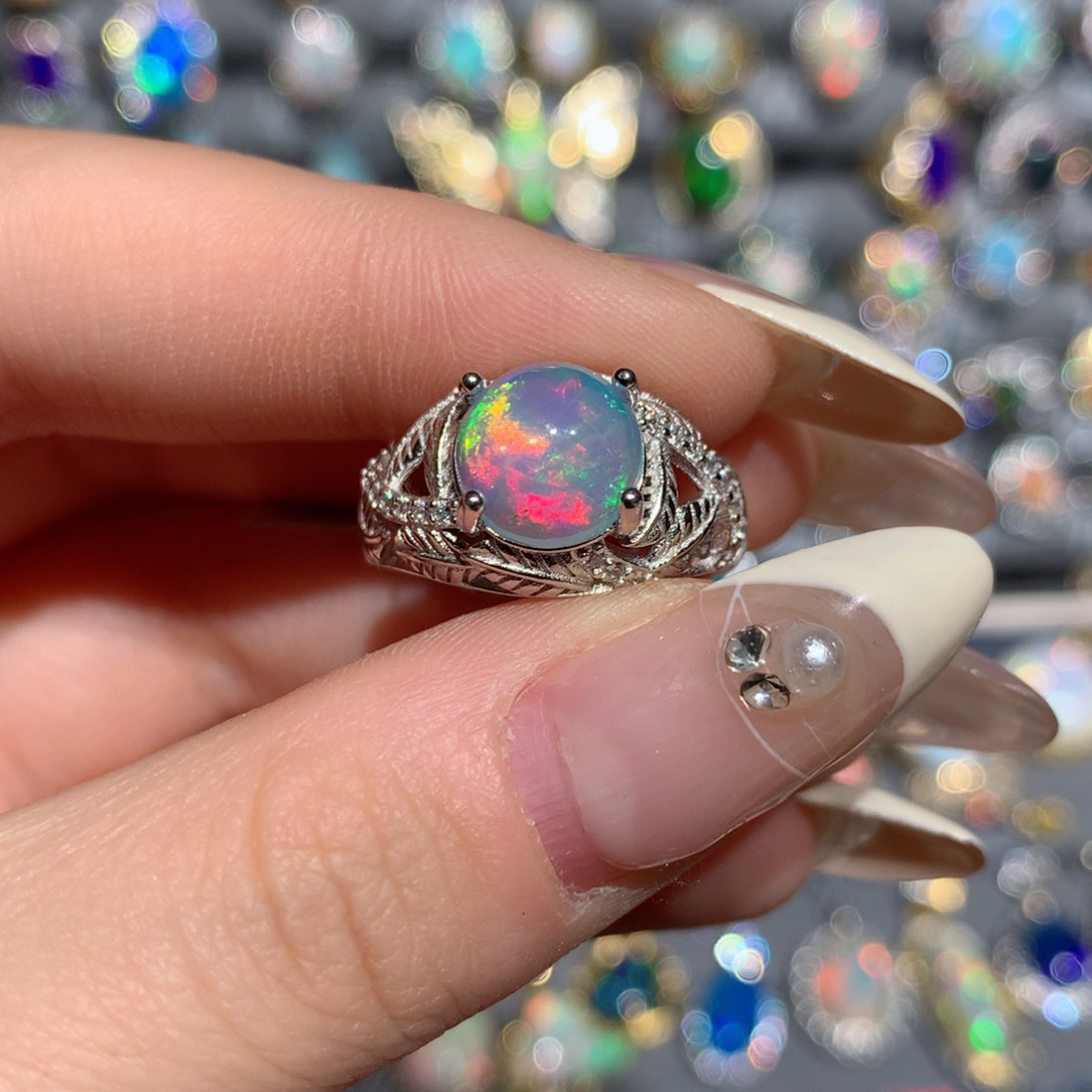 欧泊福利戒指w银S925镶嵌