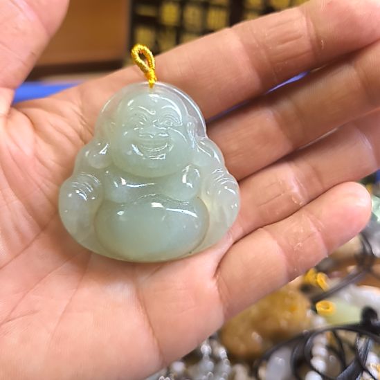 蛇纹石玉合金颈饰岫玉弥勒佛