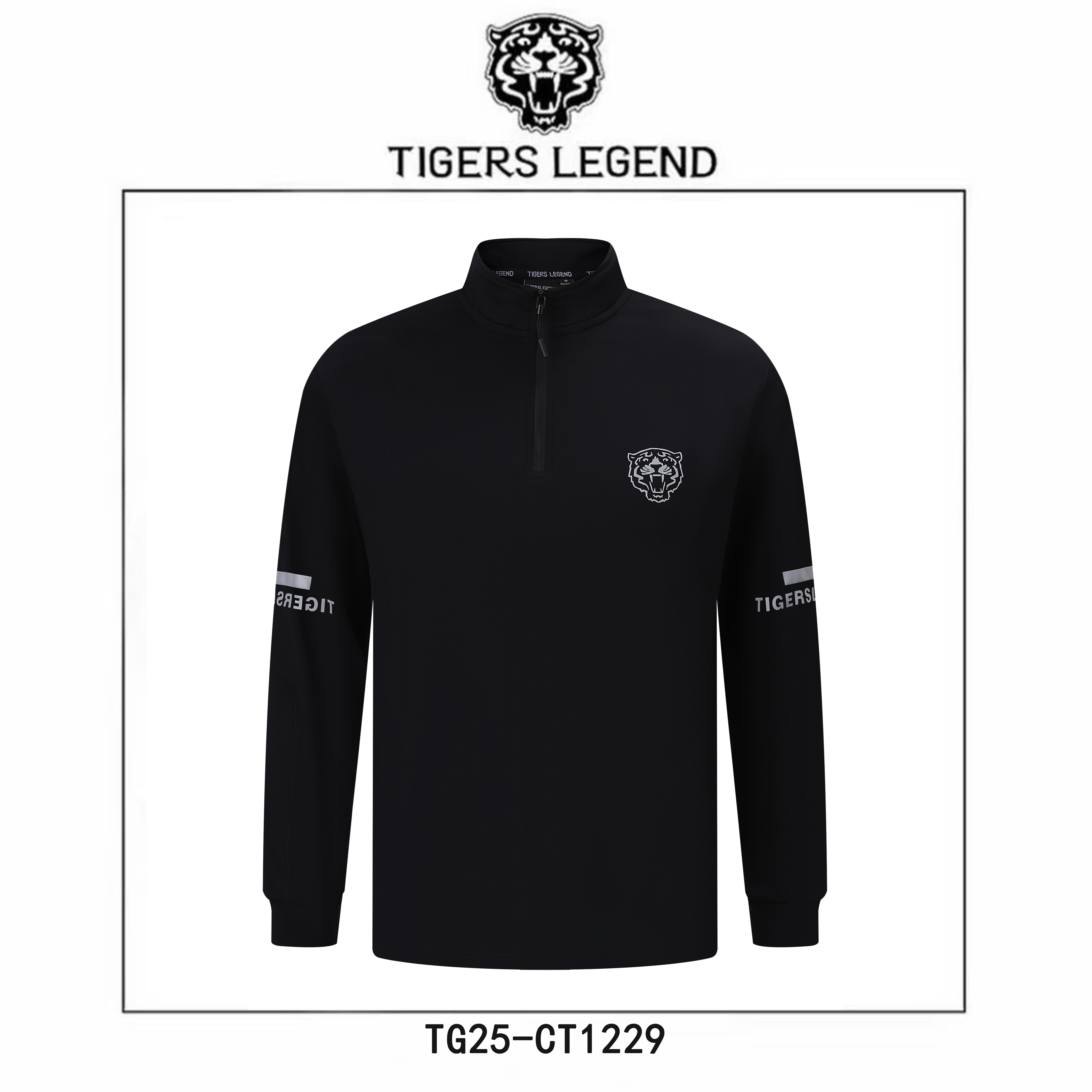 TIGERS LEGEND针织时尚男士秋冬户运动外打底长袖立领半拉链套头