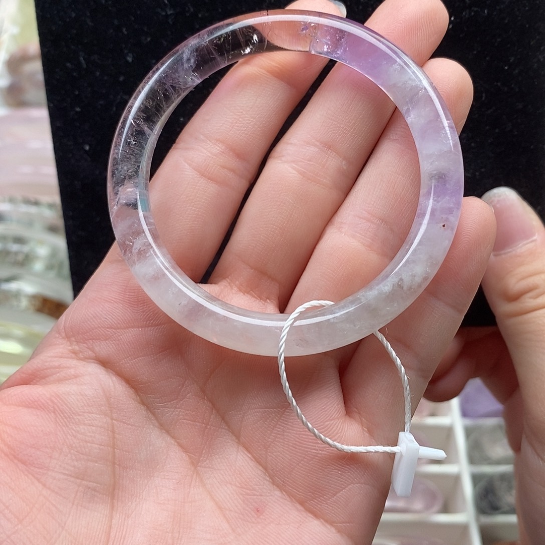 手镯水晶未镶嵌圆条紫水51➕