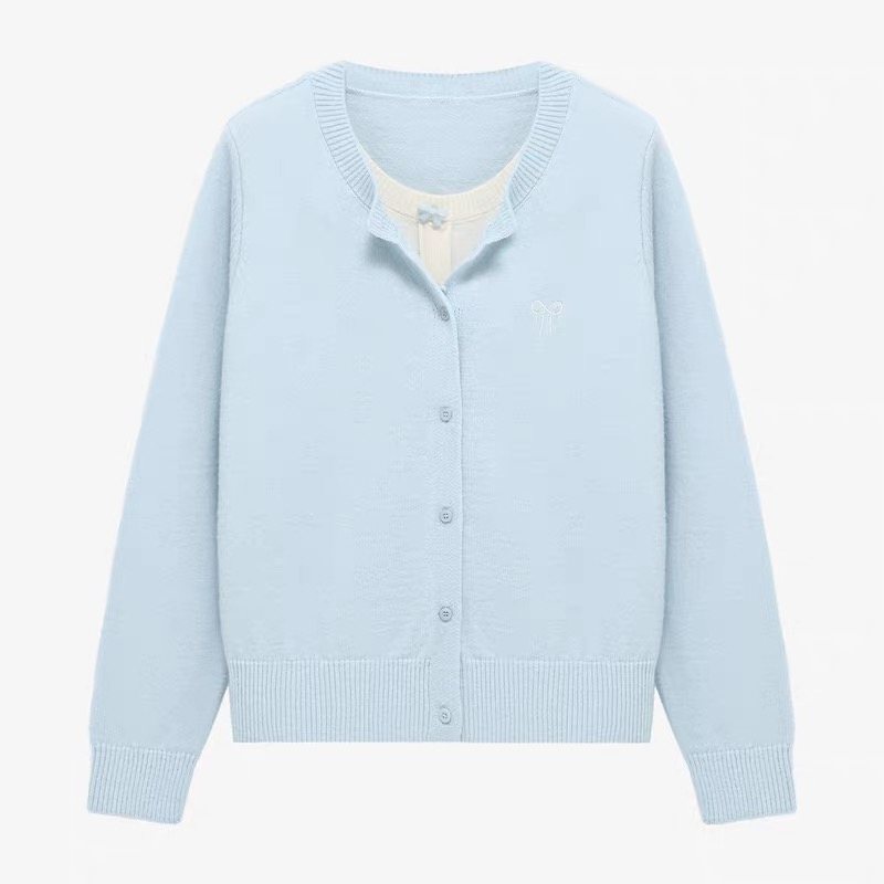 【粉丝专属】TU29480韩系甜美假两件针织开衫别致宽松显瘦长袖上衣