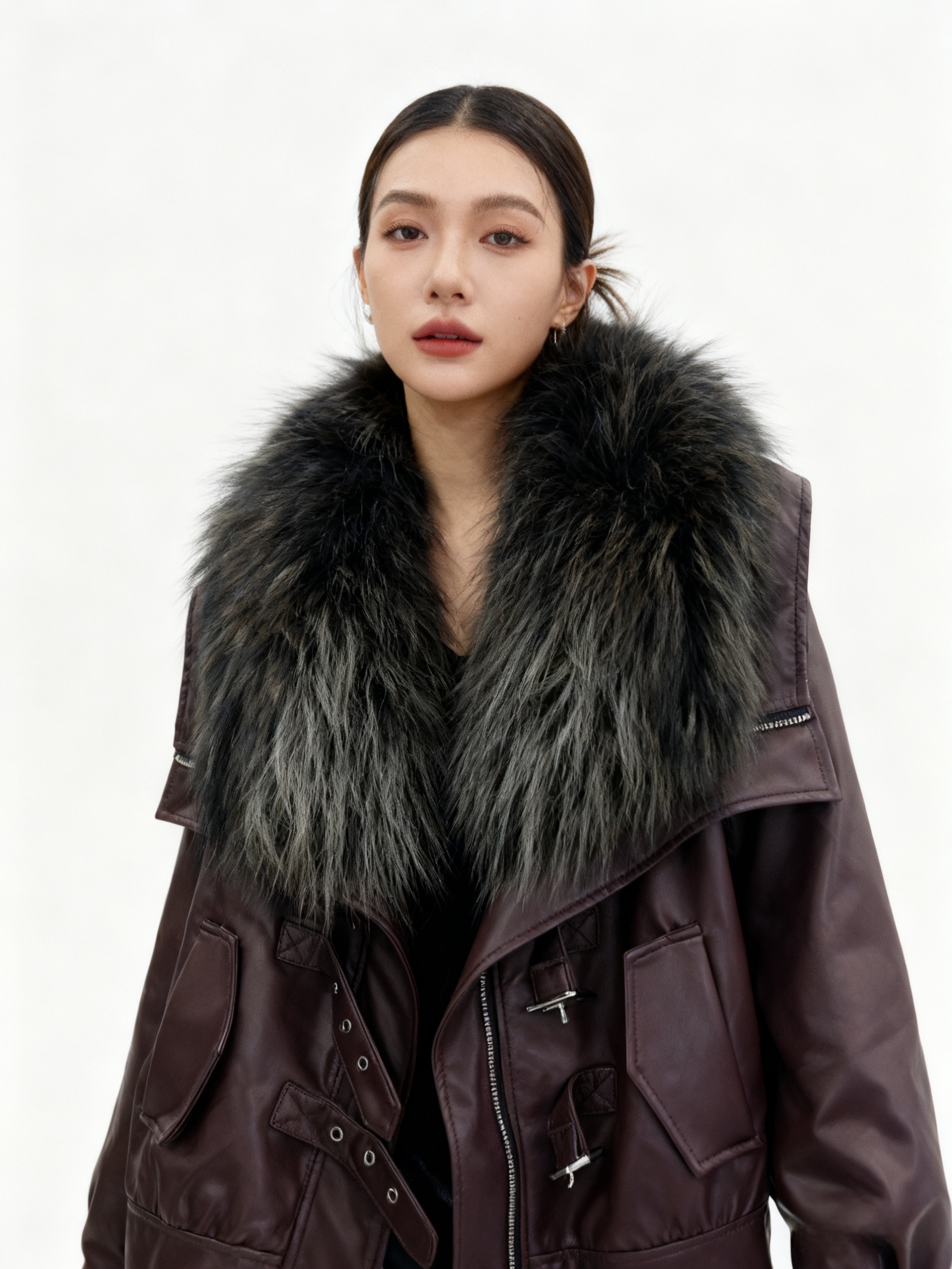 宽松洋气女长款毛领短外套休闲百搭女款冬季秋冬网红轻奢外套