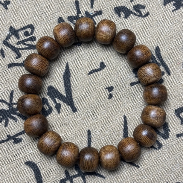 沉香文莱粗纹软丝蛇皮纹1.2cm老型珠沉水级