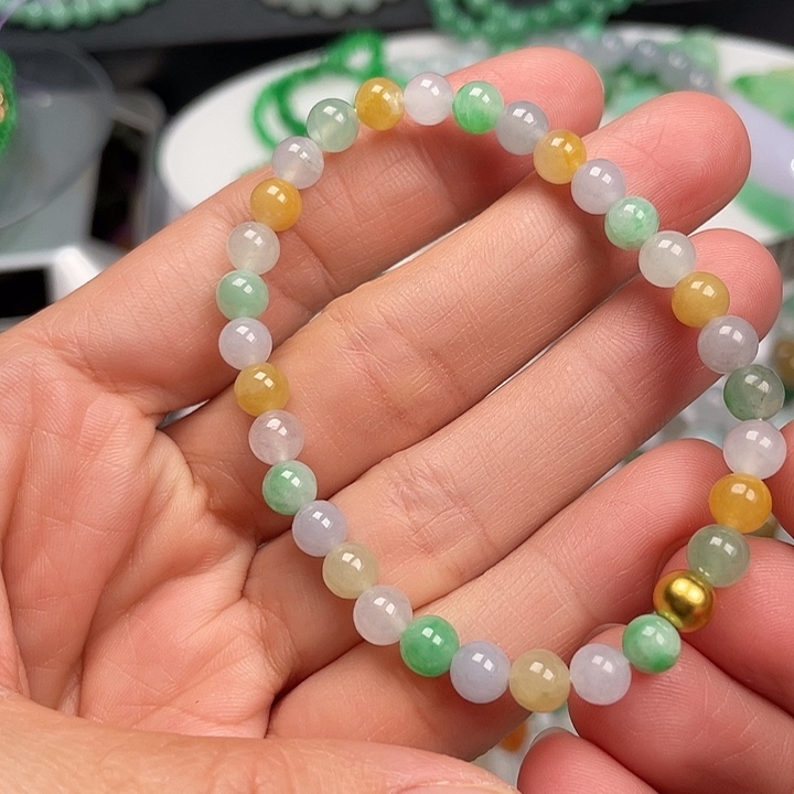 翡翠未镶嵌手链多宝手串